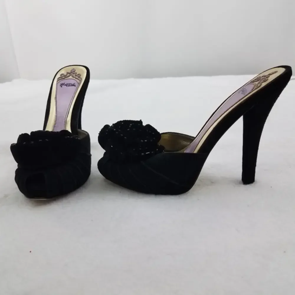 Hale Bob Size 6.5 Suede Heel Shoes Womens Black Fl